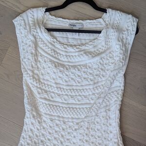Hem White Textured Women's Top